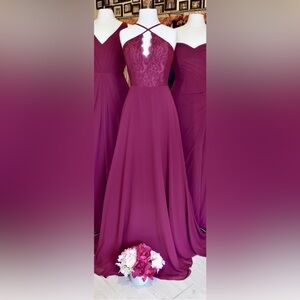 Hailey Paige Burgundy Bridesmaids Dress